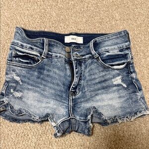 BKE Women's Light Blue Distressed Denim Jean Shorts